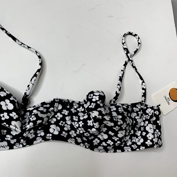 Tropic of C Coco Bikini Top Flora Floral Womens New Large Black White - Picture 9 of 13